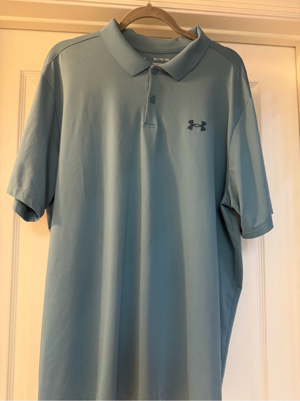 Under Armour Men's Polo in Sky Blue with Navy Logo